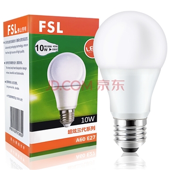 FSL佛山照明LED灯泡E27螺口家用商用节能球泡10W黄光3000K 10支装