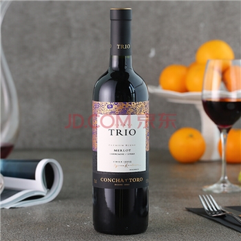 Concha y Toro干露三重奏混酿美乐珍藏干红葡萄酒750ml单瓶 智利进口红酒