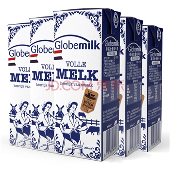荷高（Globemilk）荷兰原装进口 3.7g优蛋白全脂纯牛奶 200ml*24 高钙营养早餐奶