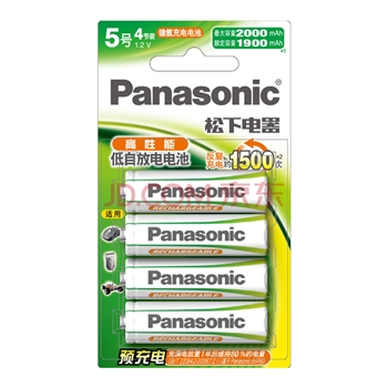 松下（Panasonic）5号五号充电电池4节三洋爱乐普技术适用于话筒相机玩具3MRC/4B无充电器