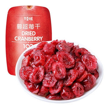 百草味 蔓越莓干100g/袋 蜜饯果干零食红宝石果肉果脯酸甜休闲食品烘焙