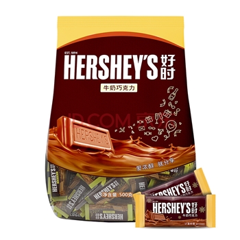 好时（Hershey’s）牛奶巧克力排块 500g 袋装 休闲零食 婚庆喜糖 糖果   