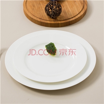 斯凯绨（Sky Top）陶瓷西餐盘子骨瓷牛排盘纯白菜盘家用酒店餐具8英寸+10英寸圆形
