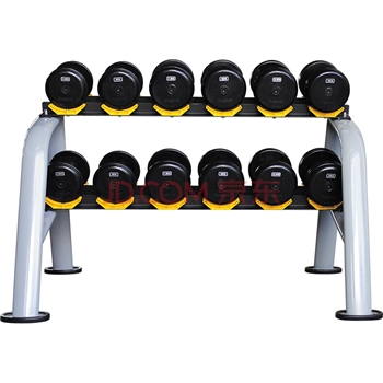 康强商用包胶固定式哑铃男士健身器材健身房2.5KG-15KG含6付哑铃架