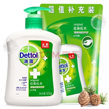 滴露（Dettol）健康抑菌洗手液松木500g瓶 消毒抑菌非补充装 儿童家庭用清爽去油