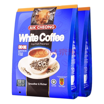 益昌老街（AIK CHEONG OLD TOWN）2合1无加蔗糖速溶白咖啡粉 马来西亚进口 15条450g*2袋