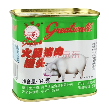 长城牌（Greatwall BRAND）小白猪优级午餐肉罐头340g即食儿童火锅烧烤食材方便面预制菜
