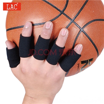 LAC篮球排球指关节护指套 运动护具防滑弹力绷带护手指套 黑色10只装