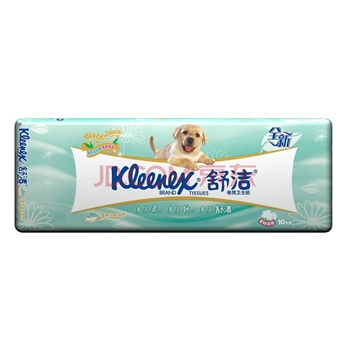 舒洁（Kleenex）卫生纸 绿茶洋甘菊印花清香3层卷纸 厕纸10粒装
