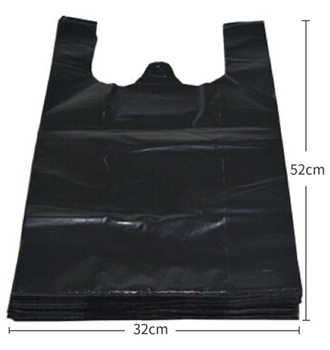 固成手提垃圾袋背心式家用黑色32cm*60cm150只15μm加厚特厚塑料袋